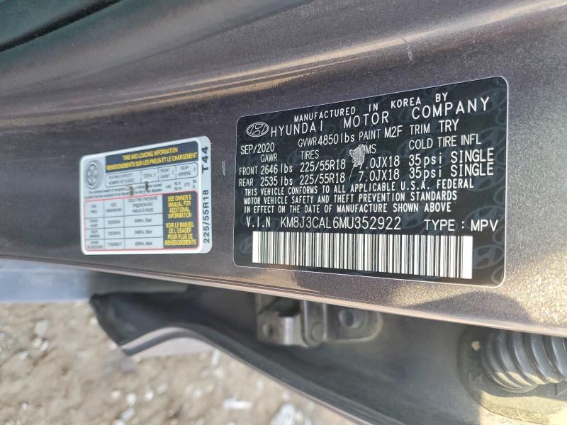 60152996 :رقم المزاد ، KM8J3CAL6MU352922 vin ، 2021 Hyundai Tucson مزاد بيع