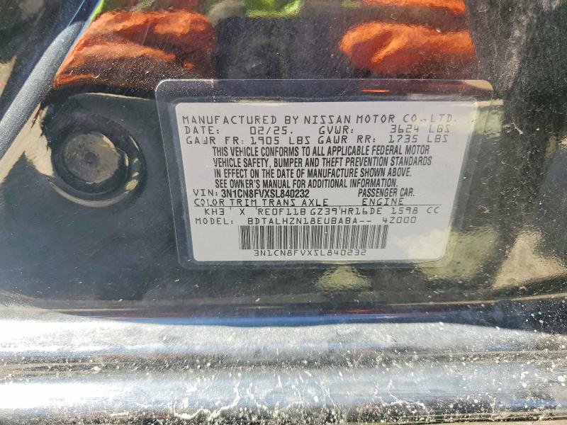 Продаж на аукціоні авто 2025 Nissan Versa, vin: 3N1CN8FVXSL840232, номер лоту: 61922176