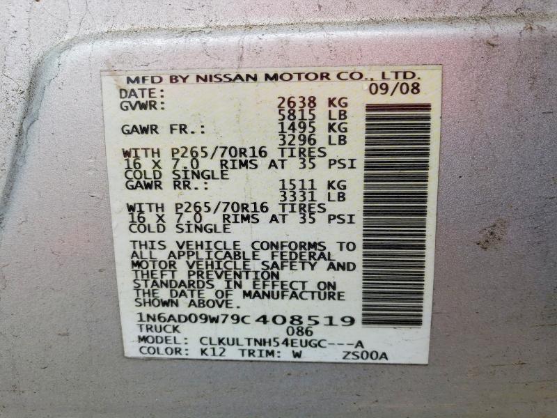 Продажа на аукционе авто 2009 Nissan Frontier, vin: 1N6AD09W79C408519, номер лота: 62476666
