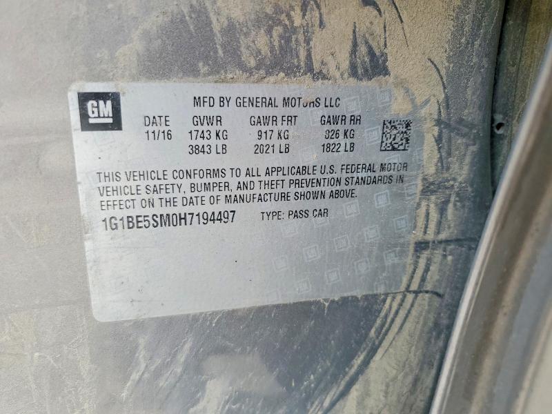 62925116 :رقم المزاد ، 1G1BE5SM0H7194497 vin ، 2017 Chevrolet Cruze مزاد بيع