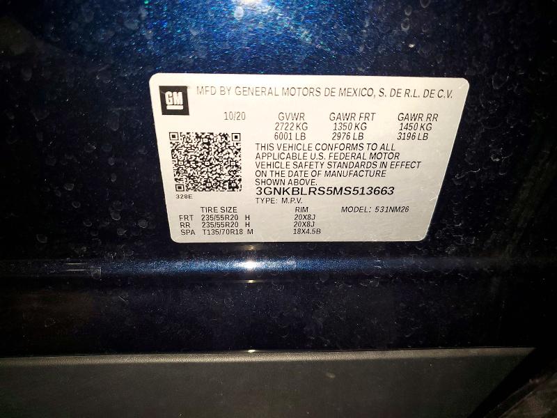 58528556 :رقم المزاد ، 3GNKBLRS5MS513663 vin ، 2021 Chevrolet Blazer مزاد بيع