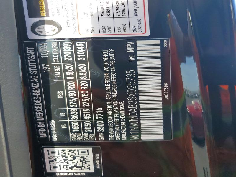 2025 Mercedes-benz G მანქანა იყიდება აუქციონზე, vin: W1NWM0AB3SX025735, აუქციონის ნომერი: 64671046