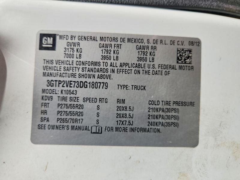 Aukcja sprzedaży 2013 Gmc Sierra, vin: 3GTP2VE73DG180779, numer aukcji: 61367726