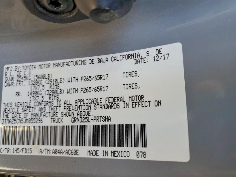 Aukcja sprzedaży 2018 Toyota Tacoma, vin: 3TMAZ5CN5JM055296, numer aukcji: 60253566