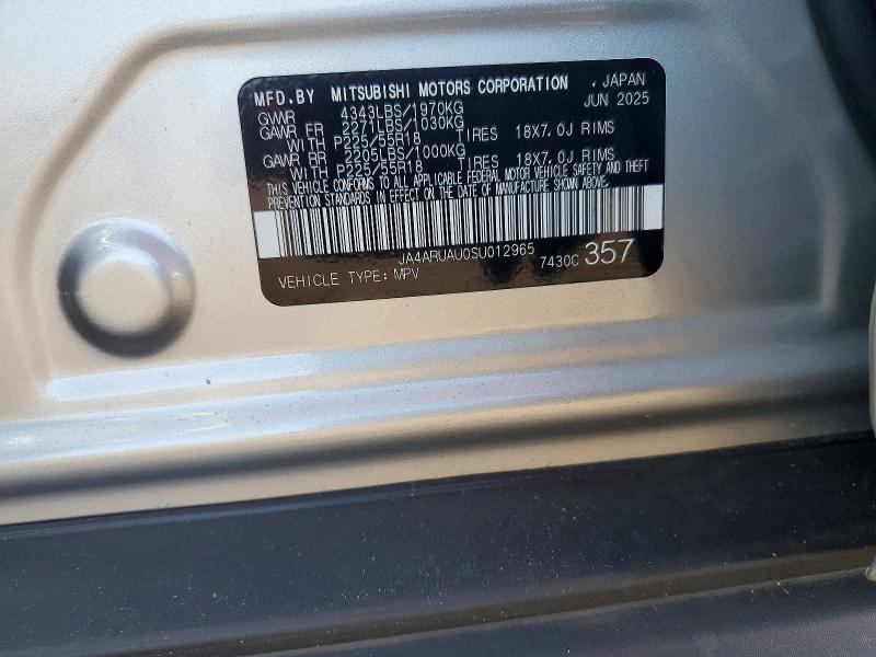 2025 Mitsubishi Outlander Sport მანქანა იყიდება აუქციონზე, vin: JA4ARUAU0SU012965, აუქციონის ნომერი: 61333116