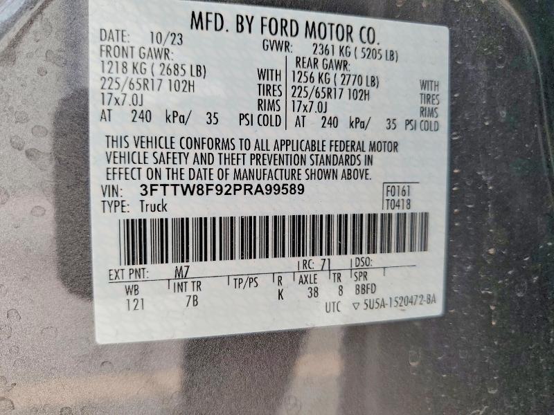 Aukcja sprzedaży 2023 Ford Maverick, vin: 3FTTW8F92PRA99589, numer aukcji: 60807246