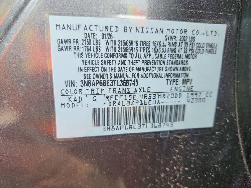 Продажа на аукционе авто 2026 Nissan Kicks, vin: 3N8AP6BE3TL368745, номер лота: 60381336