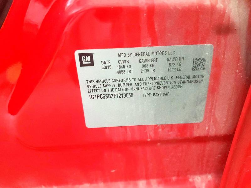 Продажа на аукционе авто 2015 Chevrolet Cruze, vin: 1G1PC5SB3F7219058, номер лота: 59686406