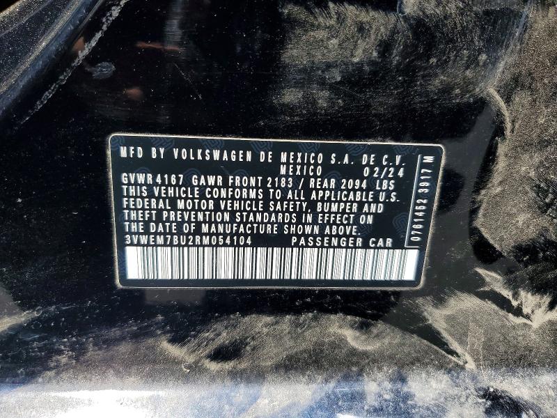 2024 Volkswagen Jetta მანქანა იყიდება აუქციონზე, vin: 3VWEM7BU2RM054104, აუქციონის ნომერი: 61447426