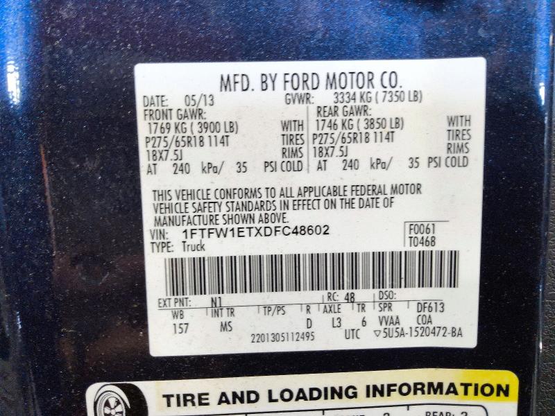 Aukcja sprzedaży 2013 Ford F150, vin: 1FTFW1ETXDFC48602, numer aukcji: 56299476