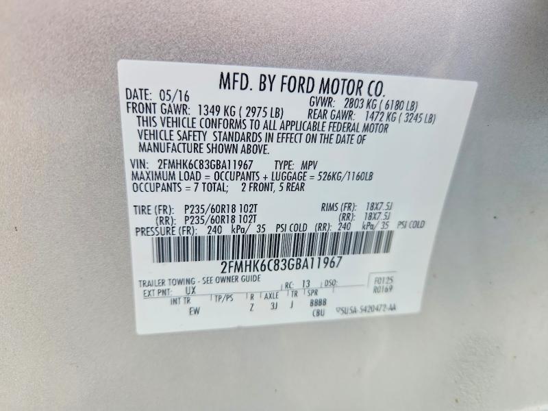Продаж на аукціоні авто 2016 Ford Flex, vin: 2FMHK6C83GBA11967, номер лоту: 60681756