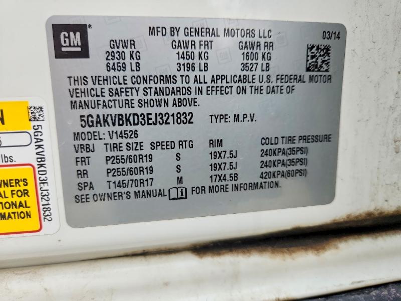 Aukcja sprzedaży 2014 Buick Enclave, vin: 5GAKVBKD3EJ321832, numer aukcji: 59403776