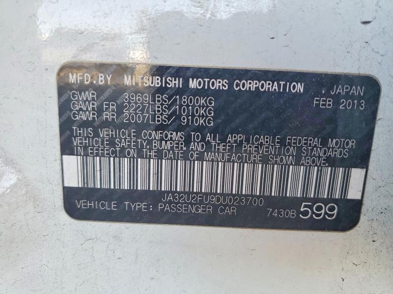 Продаж на аукціоні авто 2013 Mitsubishi Lancer, vin: JA32U2FU9DU023700, номер лоту: 61615856