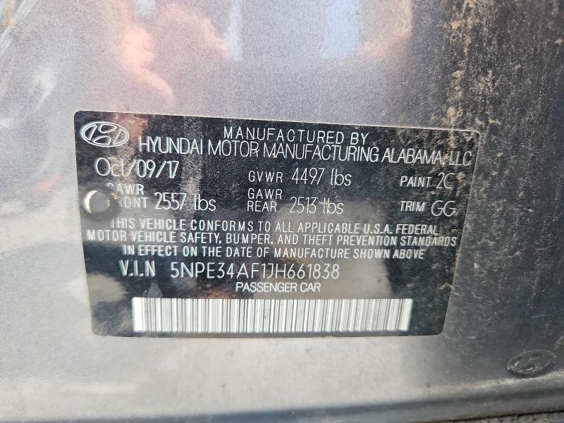 60700906 :رقم المزاد ، 5NPE34AF1JH661838 vin ، 2018 Hyundai Sonata مزاد بيع