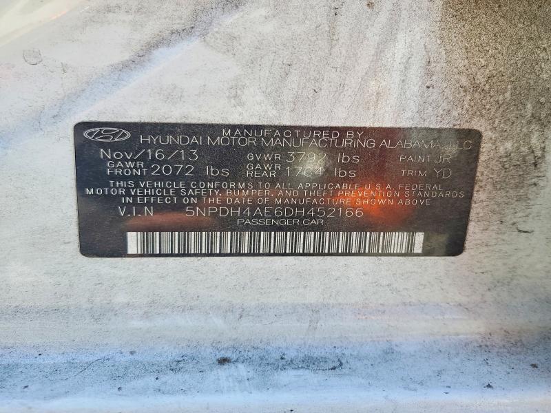 62870726 :رقم المزاد ، 5NPDH4AE6DH452166 vin ، 2013 Hyundai Elantra مزاد بيع