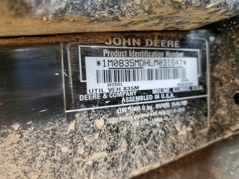 2020 John Deere Gator მანქანა იყიდება აუქციონზე, vin: 1M0835MDHLM031647, აუქციონის ნომერი: 63173146
