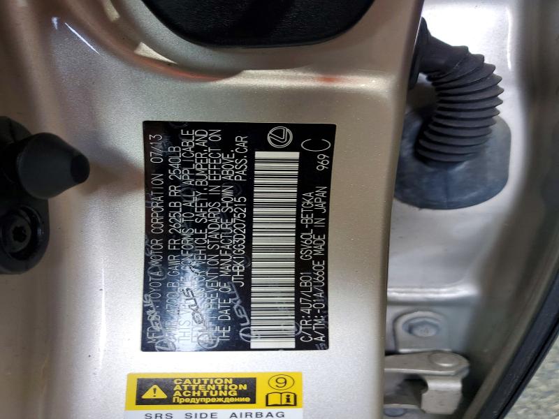 60202726 :رقم المزاد ، JTHBK1GG3D2075215 vin ، 2013 Lexus Es مزاد بيع
