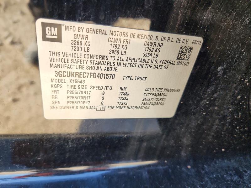 Aukcja sprzedaży 2015 Chevrolet Silverado, vin: 3GCUKREC7FG401570, numer aukcji: 61151816