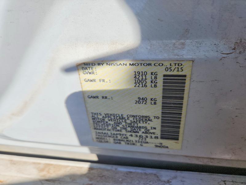 2015 Nissan Altima მანქანა იყიდება აუქციონზე, vin: 1N4AL3AP9FC436318, აუქციონის ნომერი: 61911246