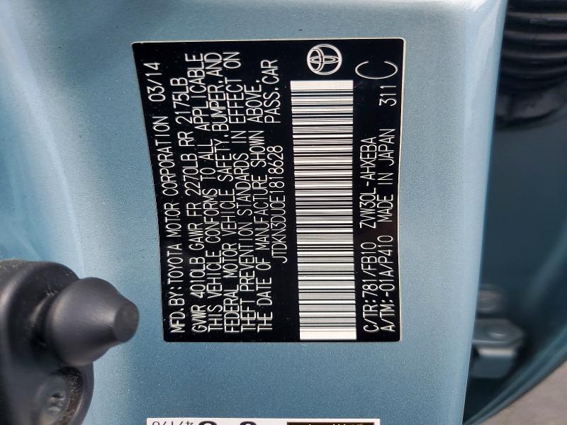 Продажа на аукционе авто 2014 Toyota Prius, vin: JTDKN3DU0E1818628, номер лота: 61977726