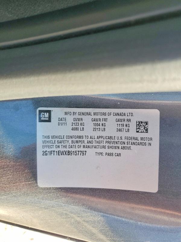 2011 Chevrolet Camaro მანქანა იყიდება აუქციონზე, vin: 2G1FT1EWXB9157797, აუქციონის ნომერი: 59838136