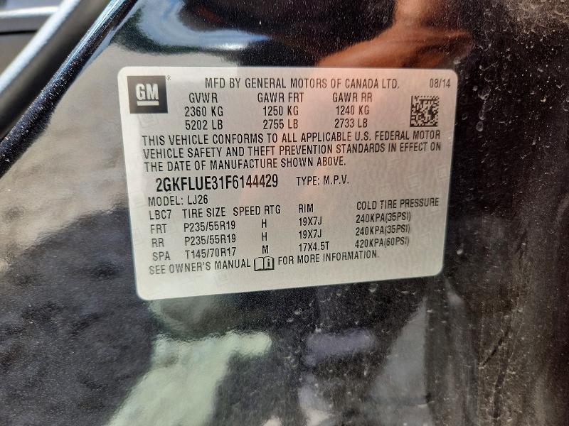 2015 Gmc Terrain მანქანა იყიდება აუქციონზე, vin: 2GKFLUE31F6144429, აუქციონის ნომერი: 59808996