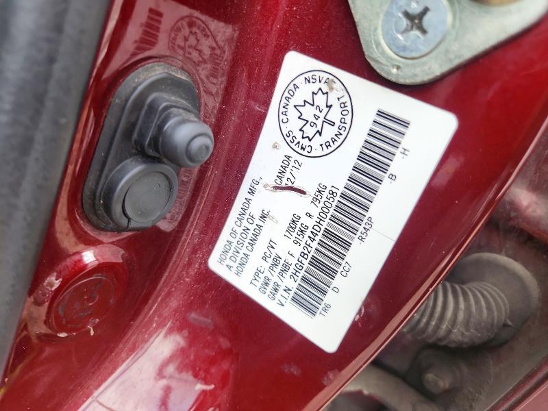 Продаж на аукціоні авто 2013 Honda Civic, vin: 2HGFB2F44DH000581, номер лоту: 59245566