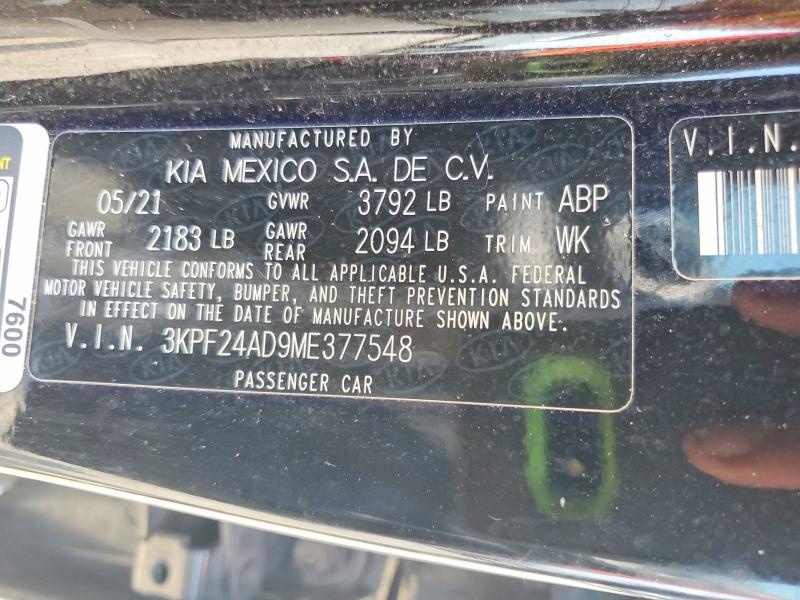 Продаж на аукціоні авто 2021 Kia Forte, vin: 3KPF24AD9ME377548, номер лоту: 62694806