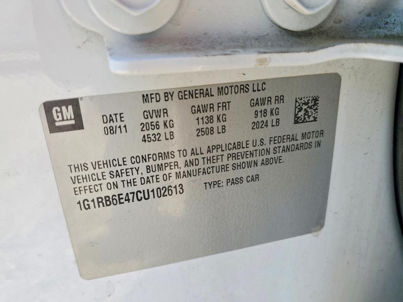 2012 Chevrolet Volt მანქანა იყიდება აუქციონზე, vin: 1G1RB6E47CU102613, აუქციონის ნომერი: 61568596