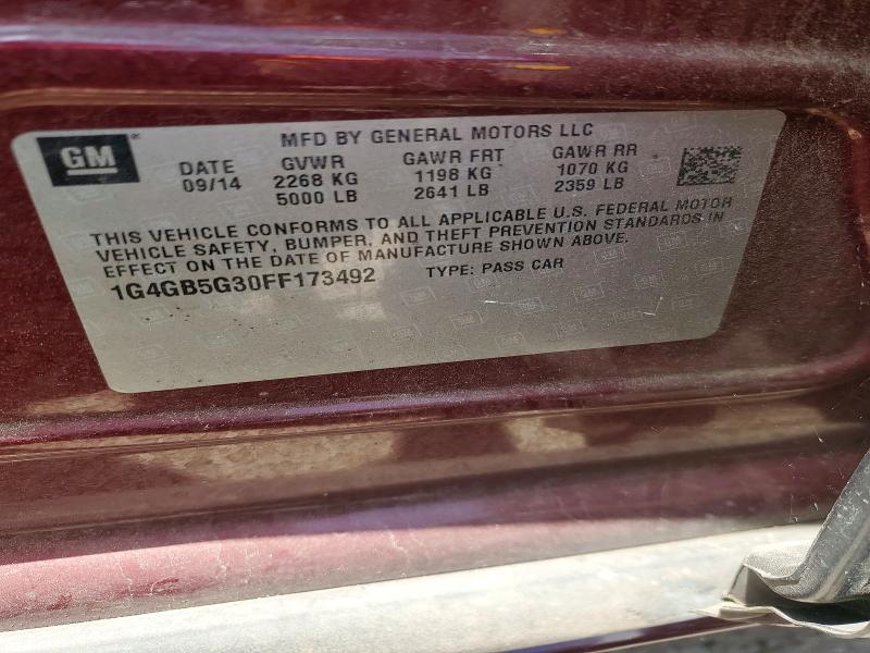 60461226 :رقم المزاد ، 1G4GB5G30FF173492 vin ، 2015 Buick Lacrosse مزاد بيع