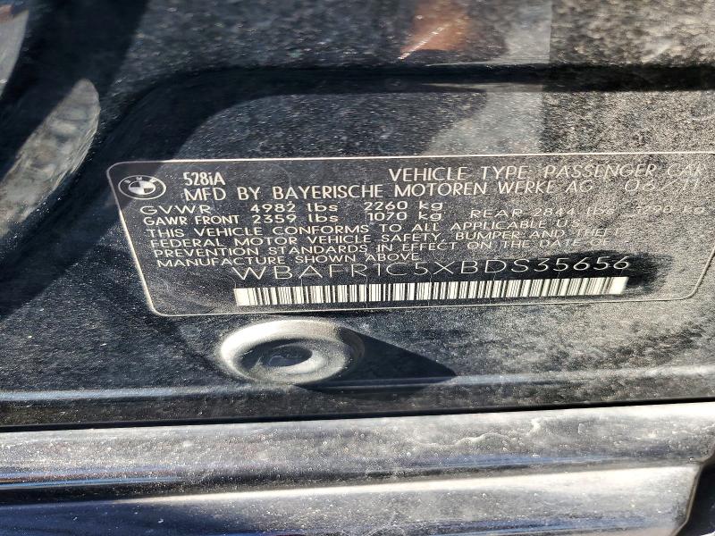 Aukcja sprzedaży 2011 Bmw 528, vin: WBAFR1C5XBDS35656, numer aukcji: 59948446