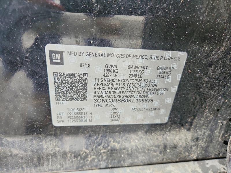 Aukcja sprzedaży 2019 Chevrolet Trax, vin: 3GNCJRSB0KL109875, numer aukcji: 63367046