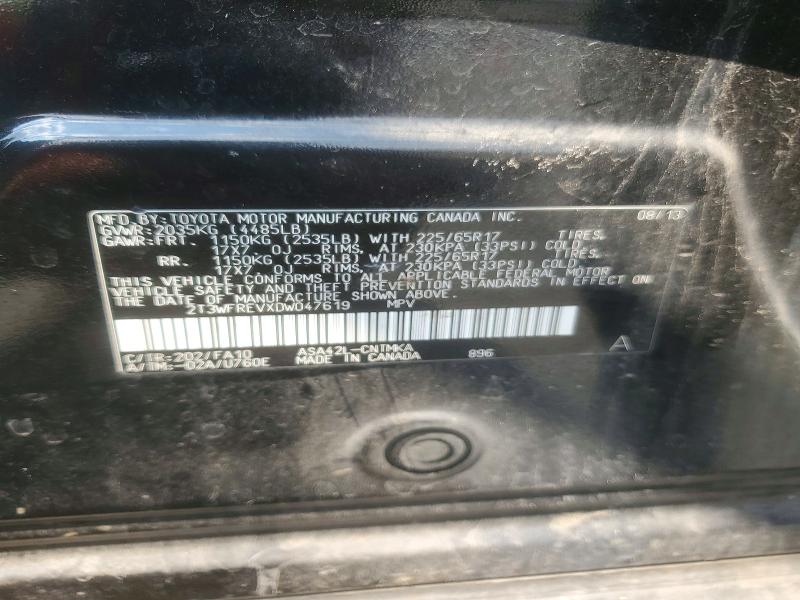 Продаж на аукціоні авто 2013 Toyota Rav4, vin: 2T3WFREVXDW047619, номер лоту: 62801726