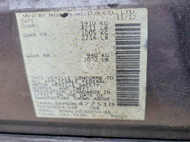 Aukcja sprzedaży 2013 Nissan Altima, vin: 1N4AL3AP6DN477510, numer aukcji: 59091876