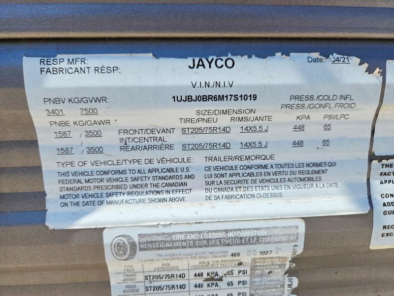Auction sale of the 2021 Jaco Jay Flight Jayflight, vin: 1UJBJ0BR6M17S1019, lot number: 59261146