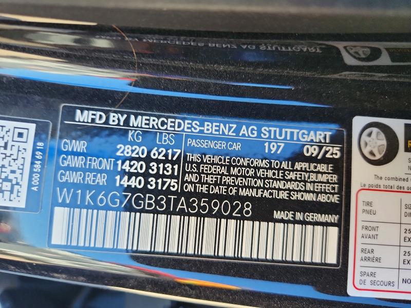 Aukcja sprzedaży 2026 Mercedes-benz S, vin: W1K6G7GB3TA359028, numer aukcji: 62404886