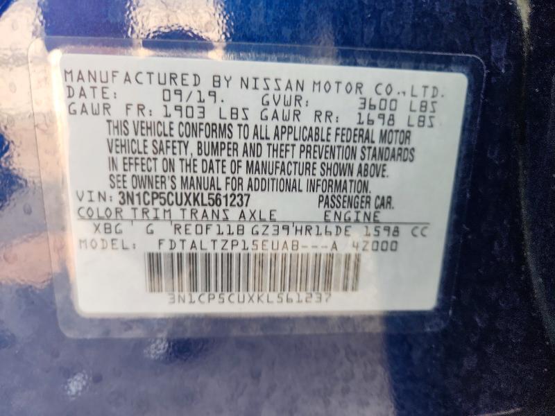 Aukcja sprzedaży 2019 Nissan Kicks, vin: 3N1CP5CUXKL561237, numer aukcji: 61075606