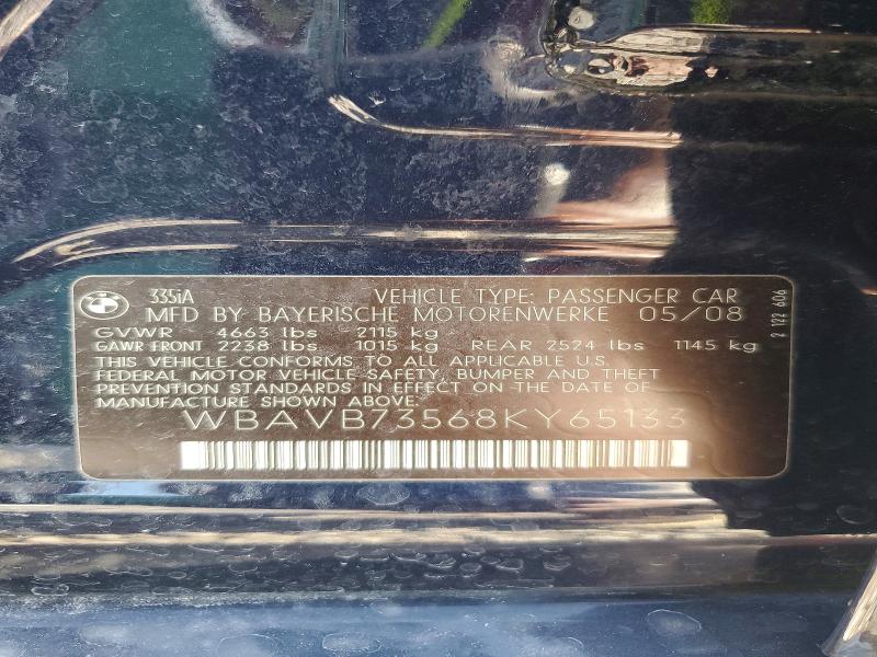 Aukcja sprzedaży 2008 Bmw 335, vin: WBAVB73568KY65133, numer aukcji: 59677996
