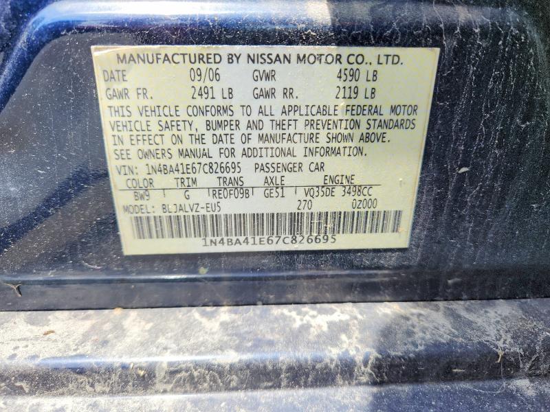 Продажа на аукционе авто 2007 Nissan Maxima, vin: 1N4BA41E67C826695, номер лота: 61243296