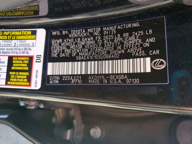 Продаж на аукціоні авто 2025 Lexus Es 300h, vin: 58AEA1C10SU066402, номер лоту: 61636976