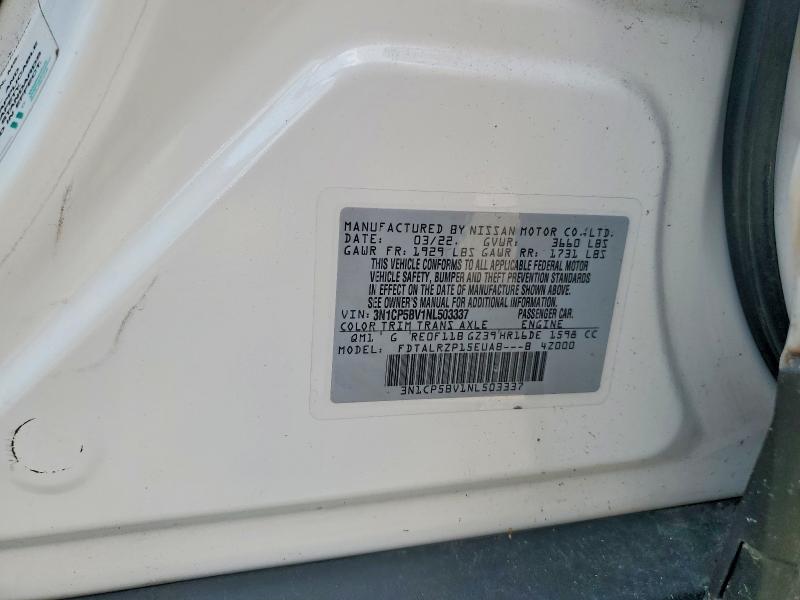 61979056 :رقم المزاد ، 3N1CP5BV1NL503337 vin ، 2022 Nissan Kicks مزاد بيع