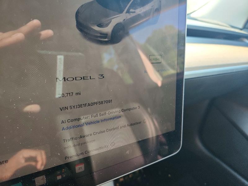 Aukcja sprzedaży 2023 Tesla Model 3, vin: 5YJ3E1EA0PF587091, numer aukcji: 62613856