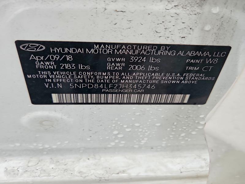 63046656 :رقم المزاد ، 5NPD84LF2JH345746 vin ، 2018 Hyundai Elantra مزاد بيع