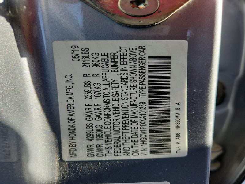 Продаж на аукціоні авто 2019 Honda Accord, vin: 1HGCV1F1XKA101369, номер лоту: 60889456