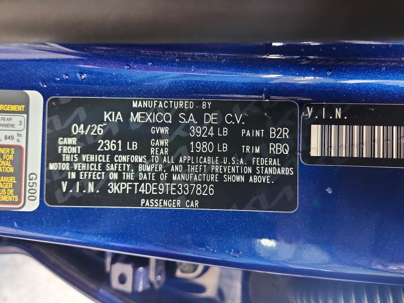 Продажа на аукционе авто 2026 Kia K4, vin: 3KPFT4DE9TE337826, номер лота: 62774086