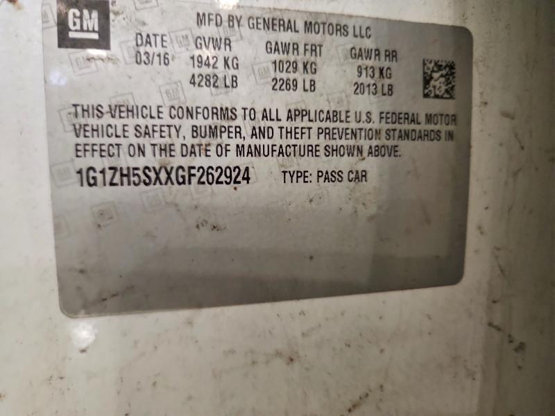 62613646 :رقم المزاد ، 1G1ZH5SXXGF262924 vin ، 2016 Chevrolet Malibu مزاد بيع