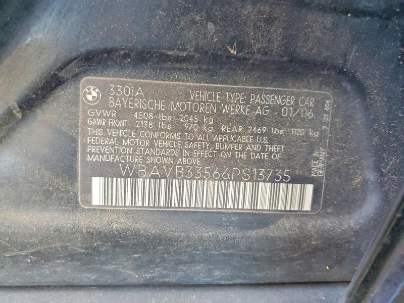Продаж на аукціоні авто 2006 Bmw 330, vin: WBAVB33566PS13735, номер лоту: 63606096