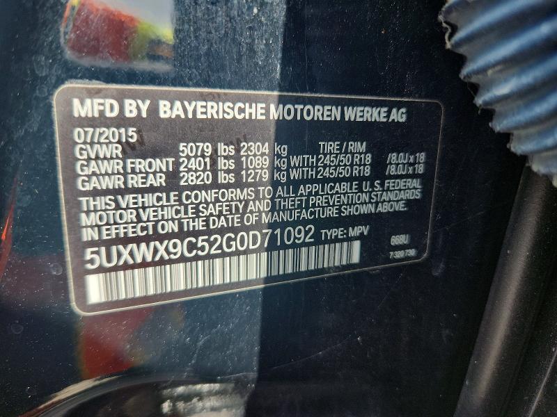Aukcja sprzedaży 2016 Bmw X3, vin: 5UXWX9C52G0D71092, numer aukcji: 60443036