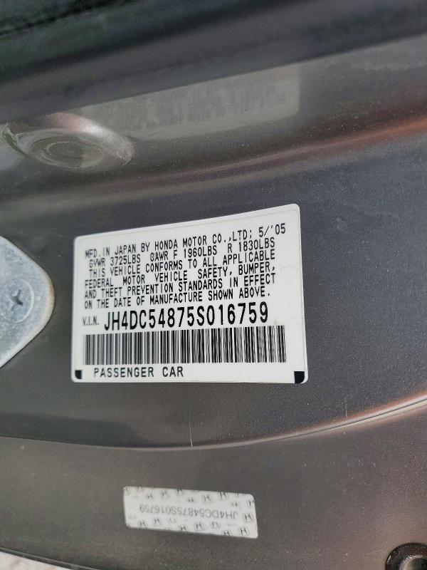2005 Acura Rsx მანქანა იყიდება აუქციონზე, vin: JH4DC54875S016759, აუქციონის ნომერი: 60852676