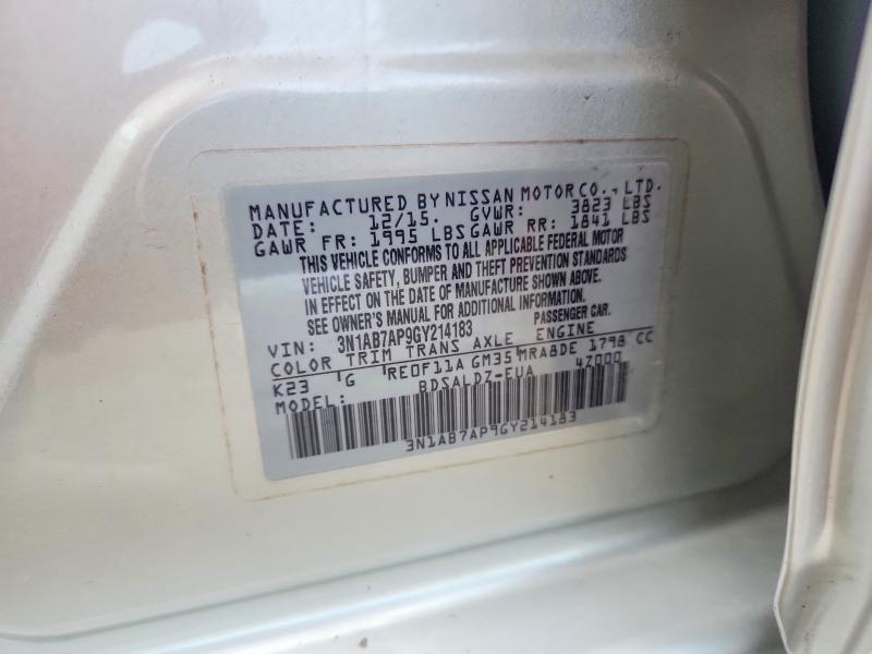 Продаж на аукціоні авто 2016 Nissan Sentra, vin: 3N1AB7AP9GY214183, номер лоту: 61217286